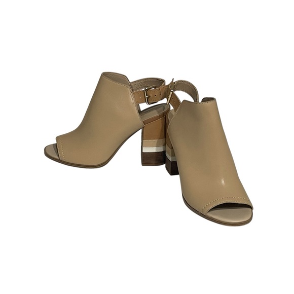 ALDO boho Juliusa Leather Peep Toe Color Block Heel - Picture 1 of 9